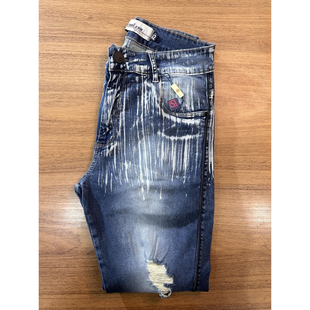 Calça Jeans Destroyed Super Skinny Devorê Escovado Premium
