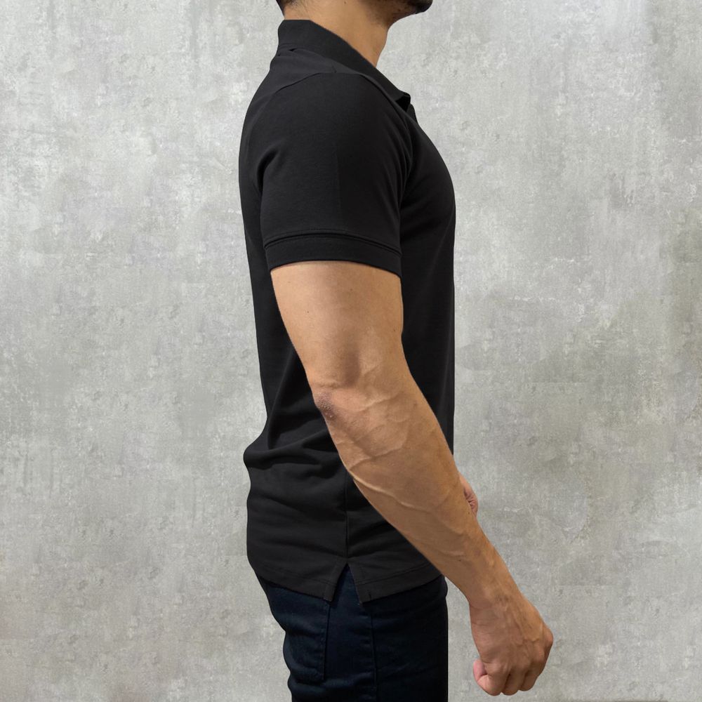 Camisa Polo Preta Slim Fit Malha Cotton Masculina Premium
