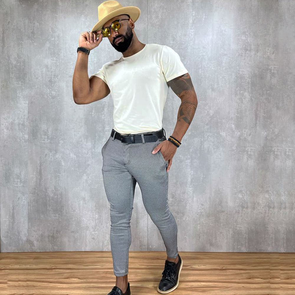 Calça alfaiataria masculina best sale xadrez