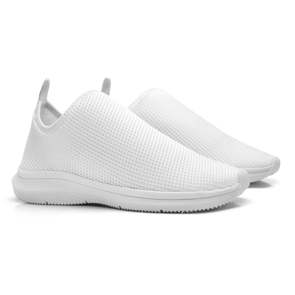 Tênis Casual Esportivo Elástico Meia Mesh Sport Calce Fácil - Branco