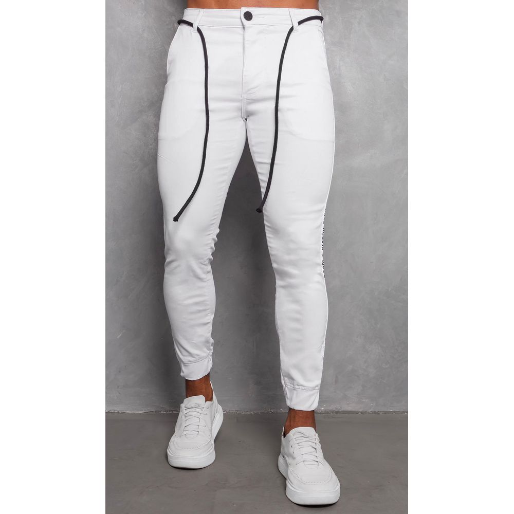 Calça Branca Skinny Masculina Faixa Lateral Cordão Premium