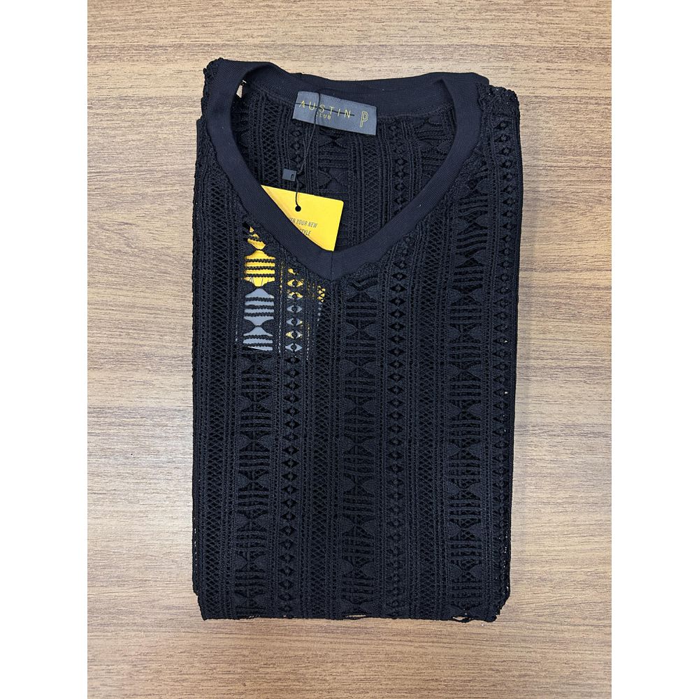 Regata Machão Oversized Transparente Telinha Crochê Gola V Slim Exclusividade