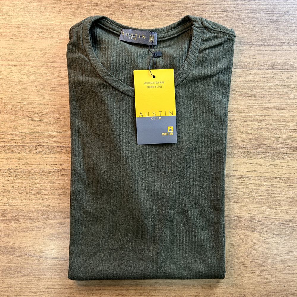 Camiseta Canelada Gym Slim Masculina Casual Verde Premium