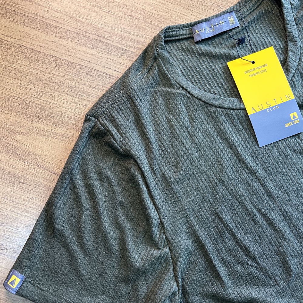 Camiseta Canelada Gym Slim Masculina Casual Verde Premium