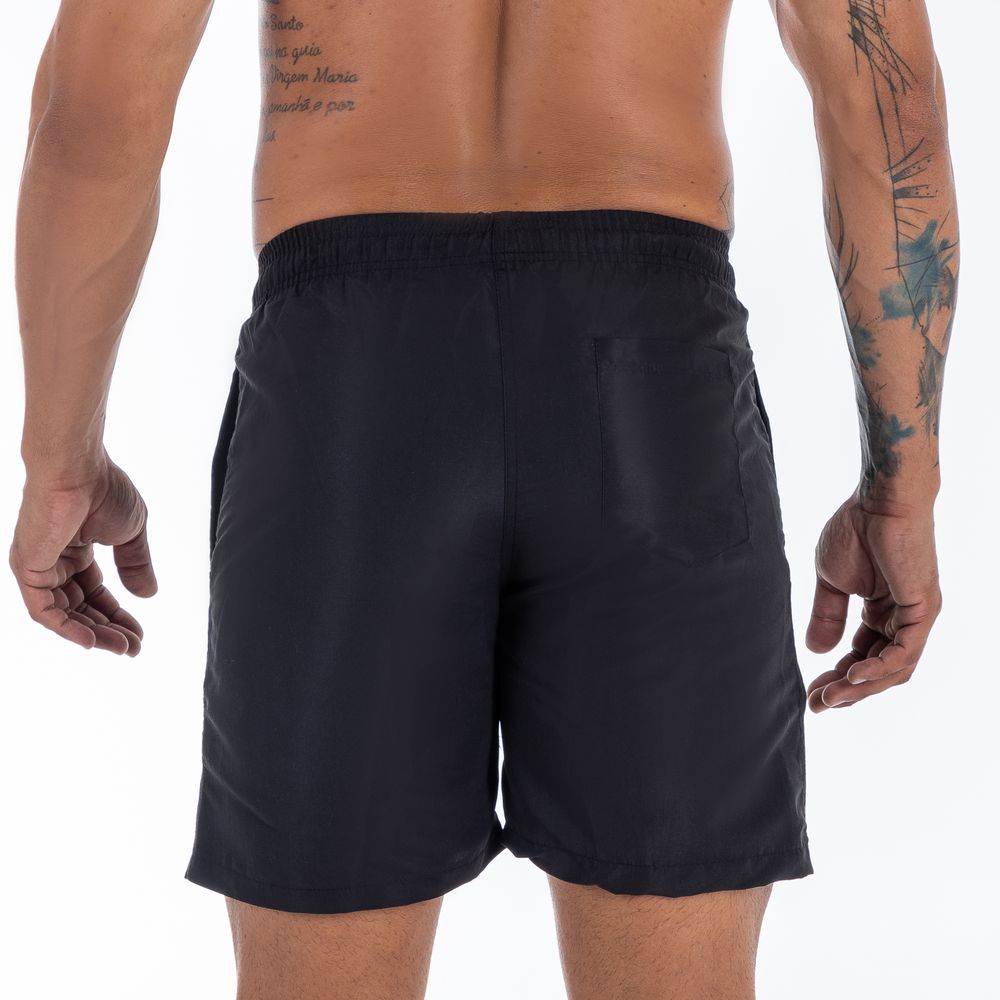 Short Praia Tactel Preto Masculino Liso Masculino