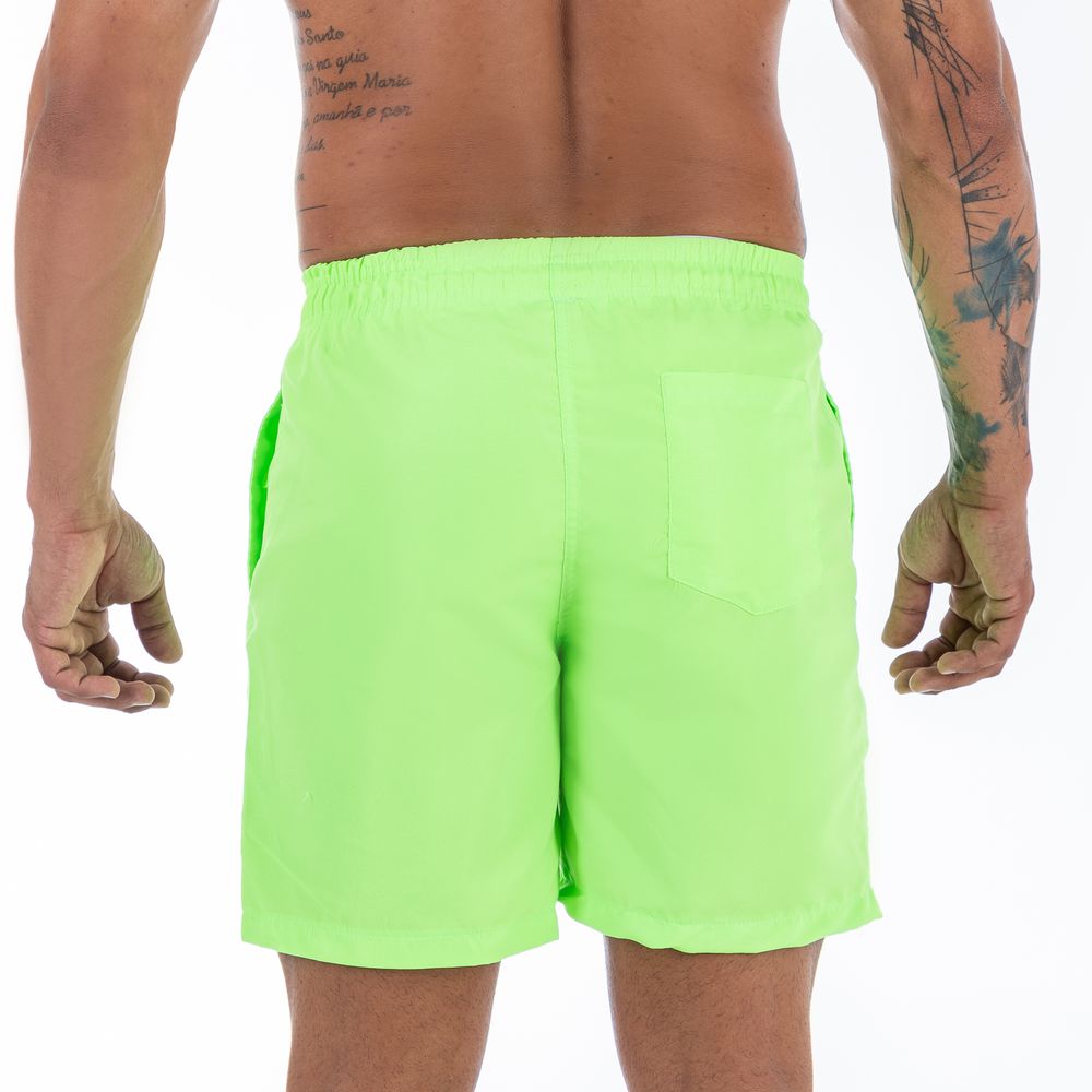 Short Praia Tactel Verde Neon Slim Basico Masculino Premium