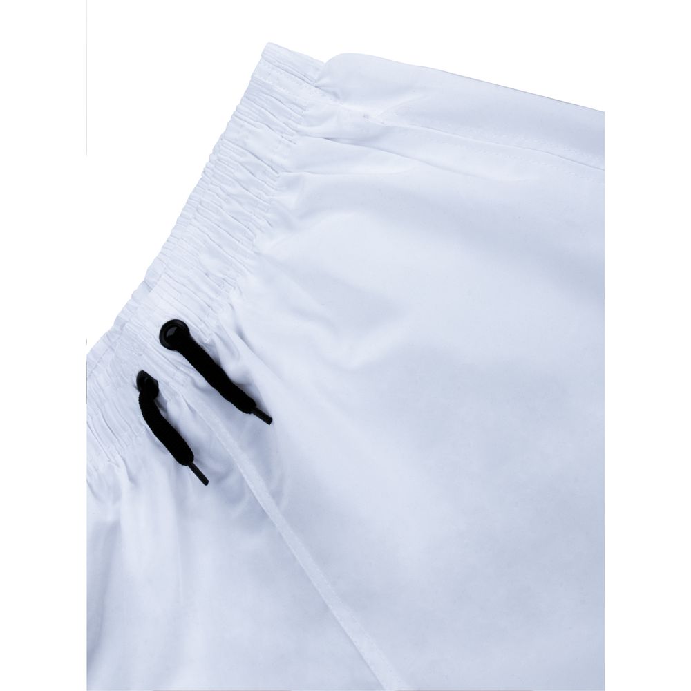 Short Praia Tactel Branco Liso Logo Preto Masculino Premium