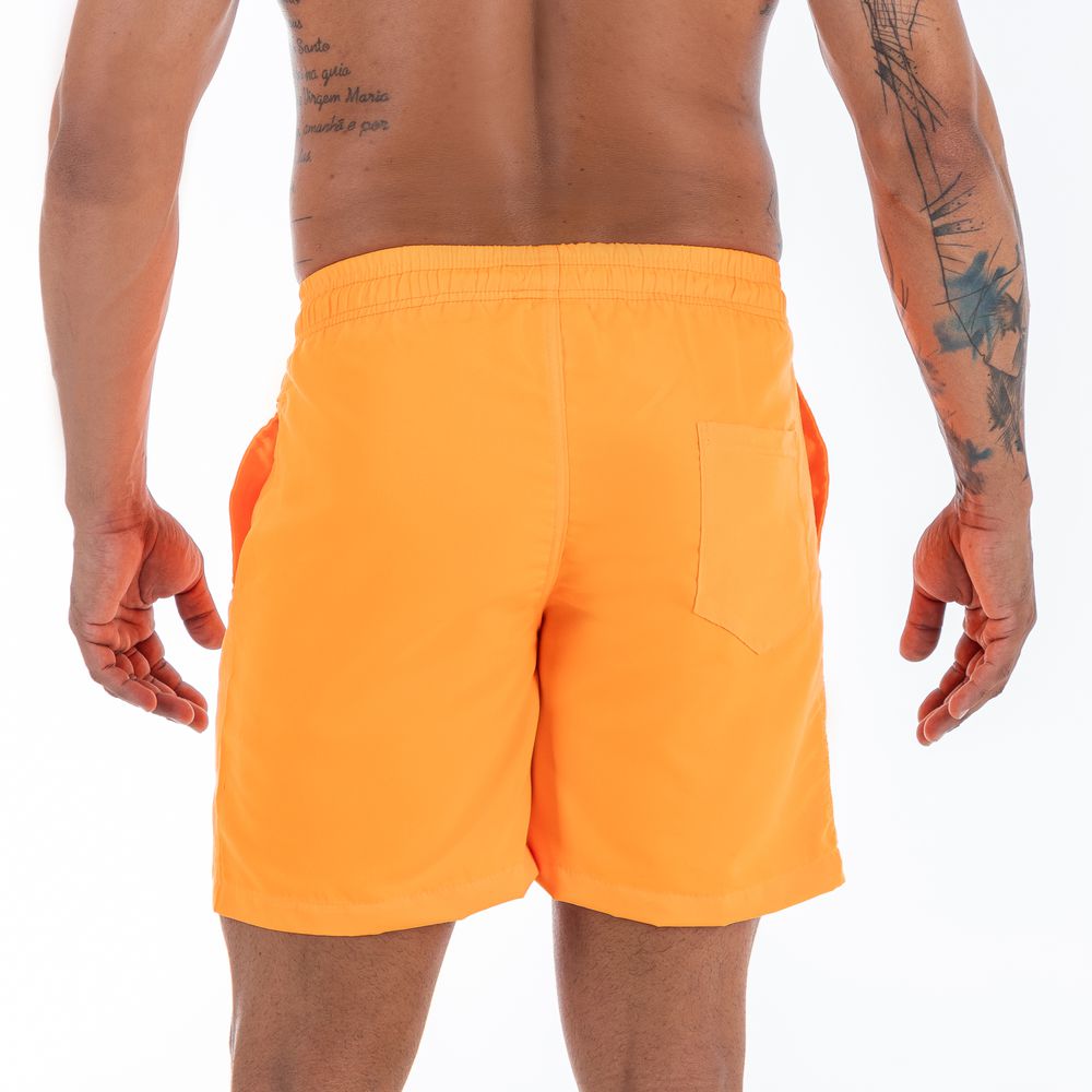 Short Praia Tactel Liso Slim Fit Masculino Premium Laranja