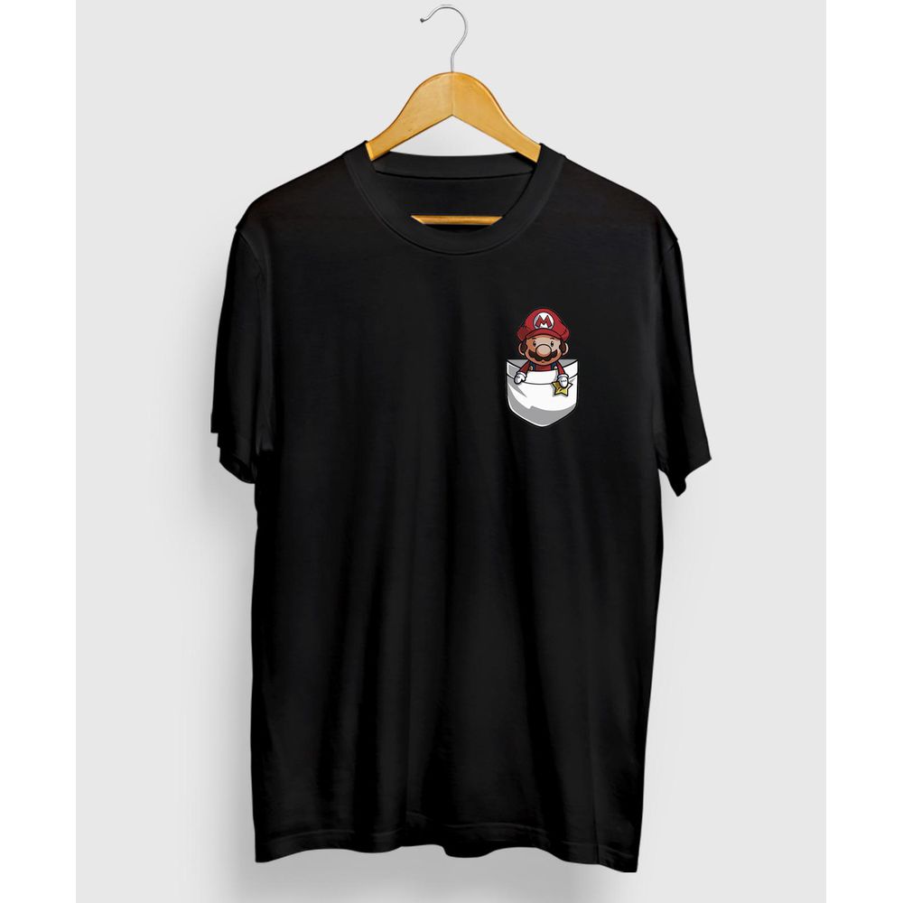 Camiseta Estampada Super Mario Bros Premium - Pret - CHIEREGATO OUTLET