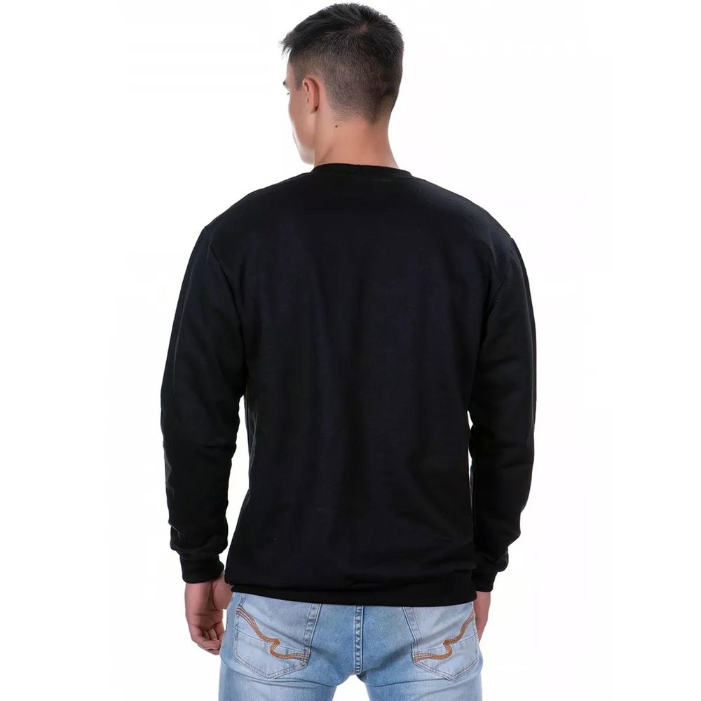 Moletom Blusa De Frio Gola Careca Estampa Básica Lisa Blusão - Preto