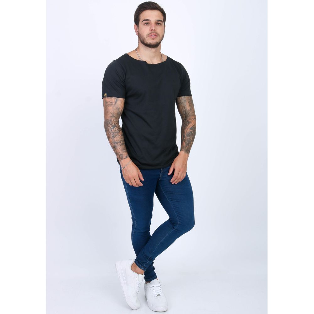 Camiseta Básica Slim Gola Canoa Masculina Premium Manga Curta