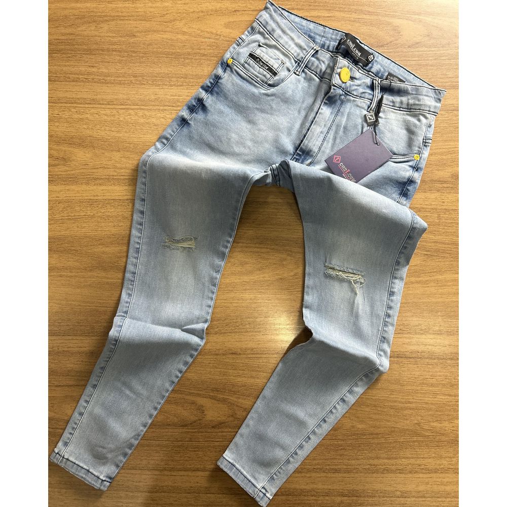 Calça Jeans Skinny Destroyed Rasgada Corte Joelho Premium