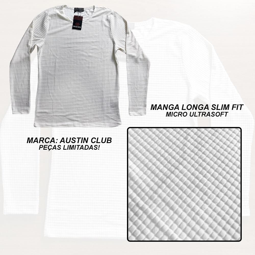 Suéter Camiseta Manga Longa Canelado Slim Micro Ultra Soft - Branco