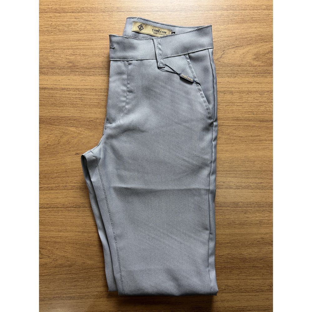 Calça Alfaiataria Social Italiana Texturizada Slim Fit Cinza