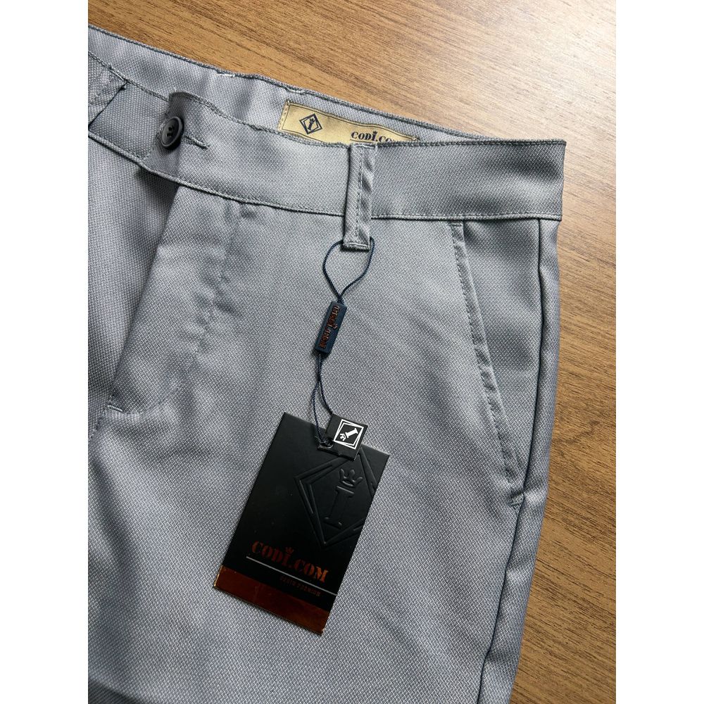 Calça Alfaiataria Social Italiana Texturizada Slim Fit Cinza