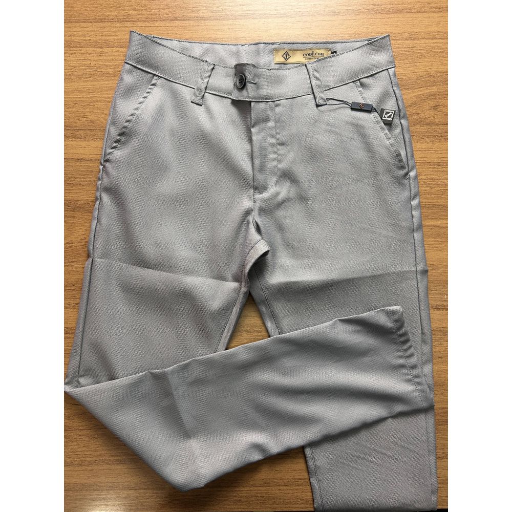 Calça Alfaiataria Social Italiana Texturizada Slim Fit Cinza