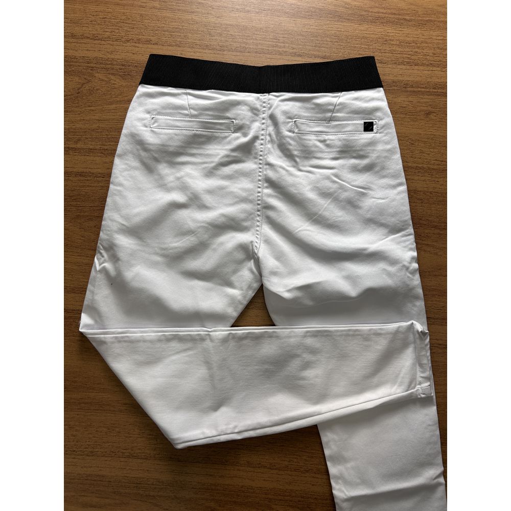 Calça Alfaiataria Branca Masculina Skinny Com Elástico No Cós