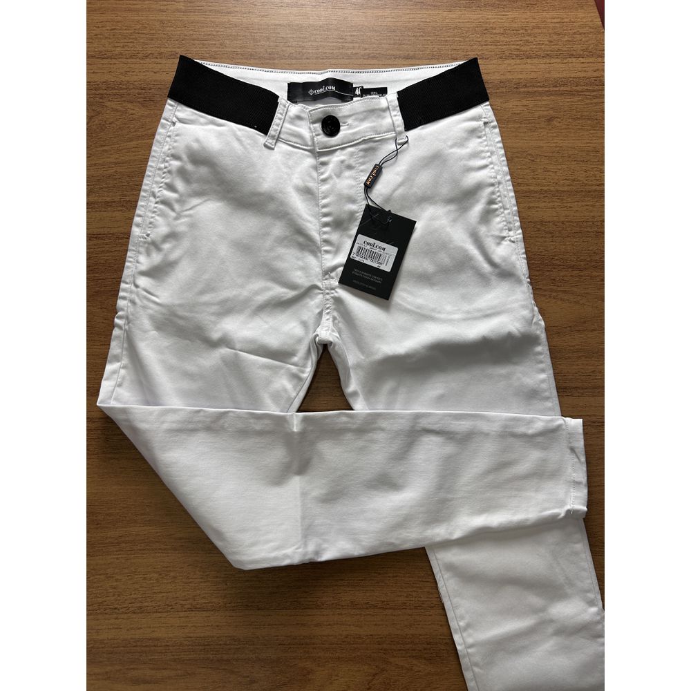 Calça Alfaiataria Branca Masculina Skinny Com Elástico No Cós