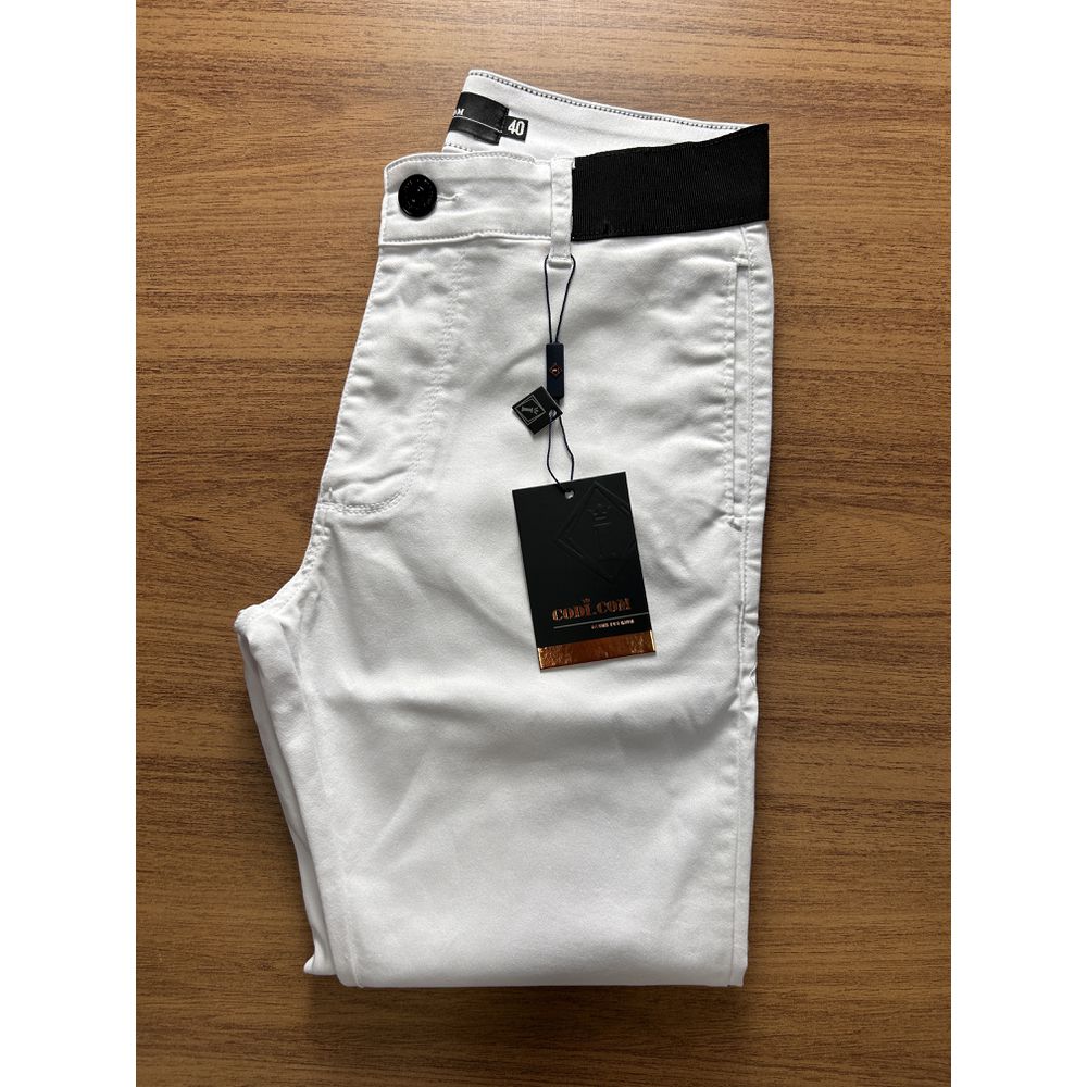 Calça Alfaiataria Branca Masculina Skinny Com Elástico No Cós