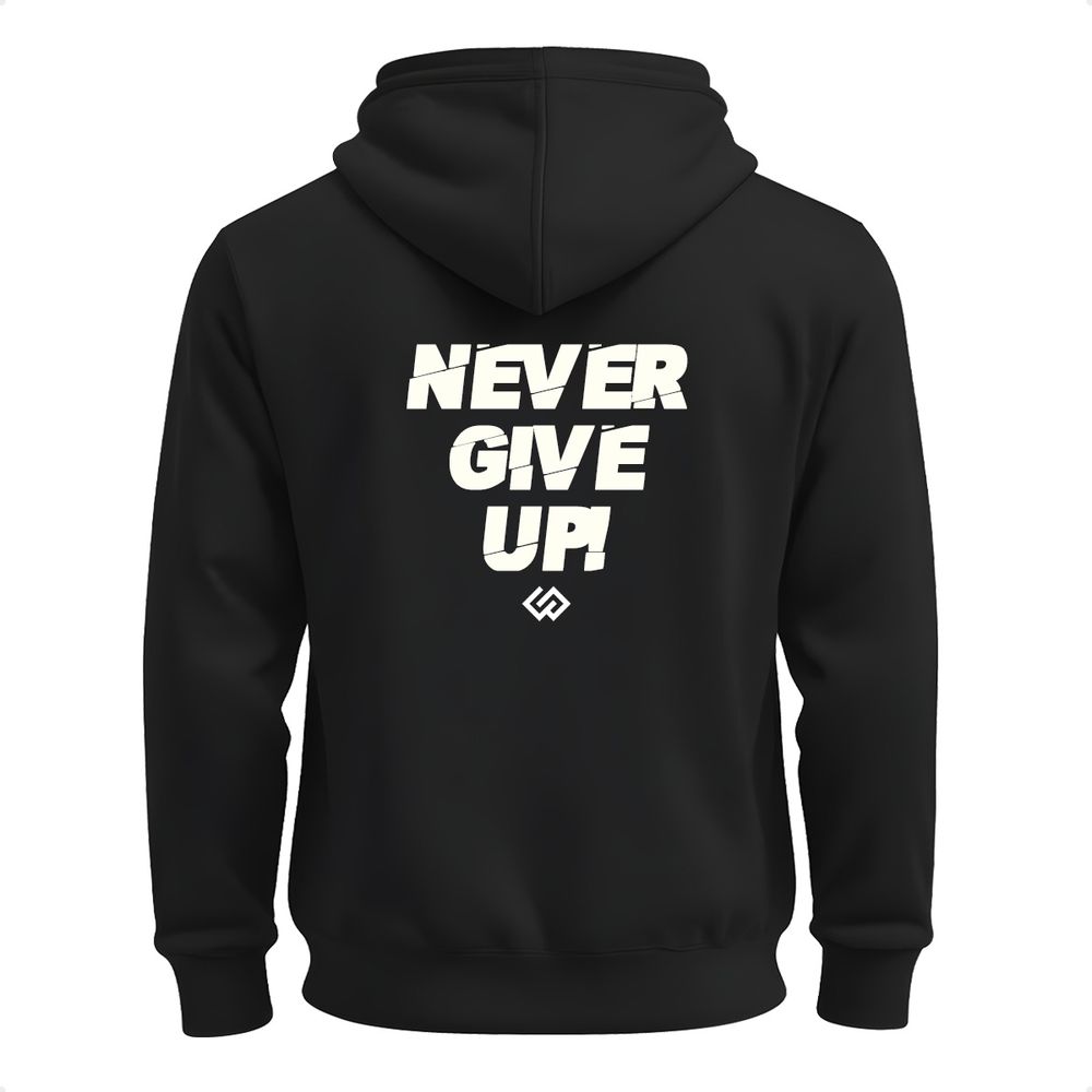 Moletom Blusa De Frio Bolso Canguru Estampa Never Give Up!