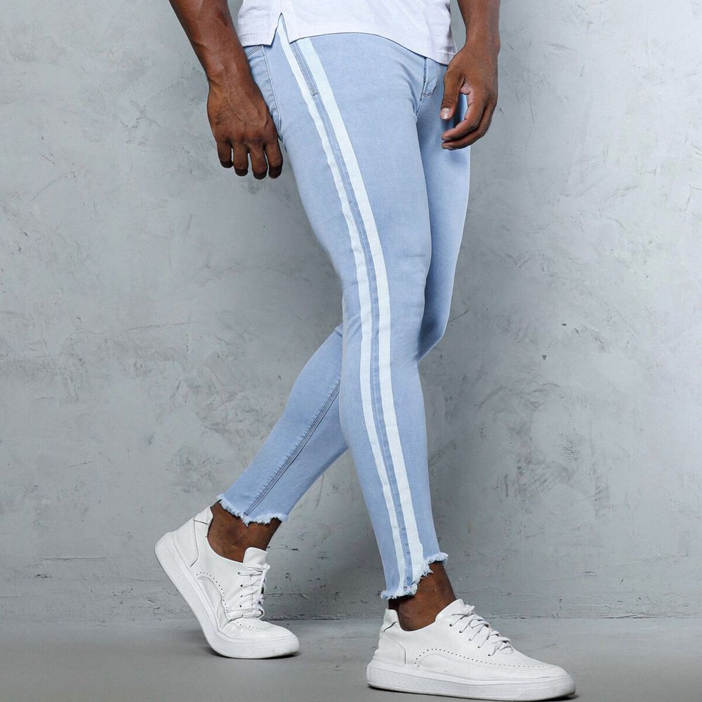 Calça Jeans Azul Clara Skinny Faixa Lateral Codi