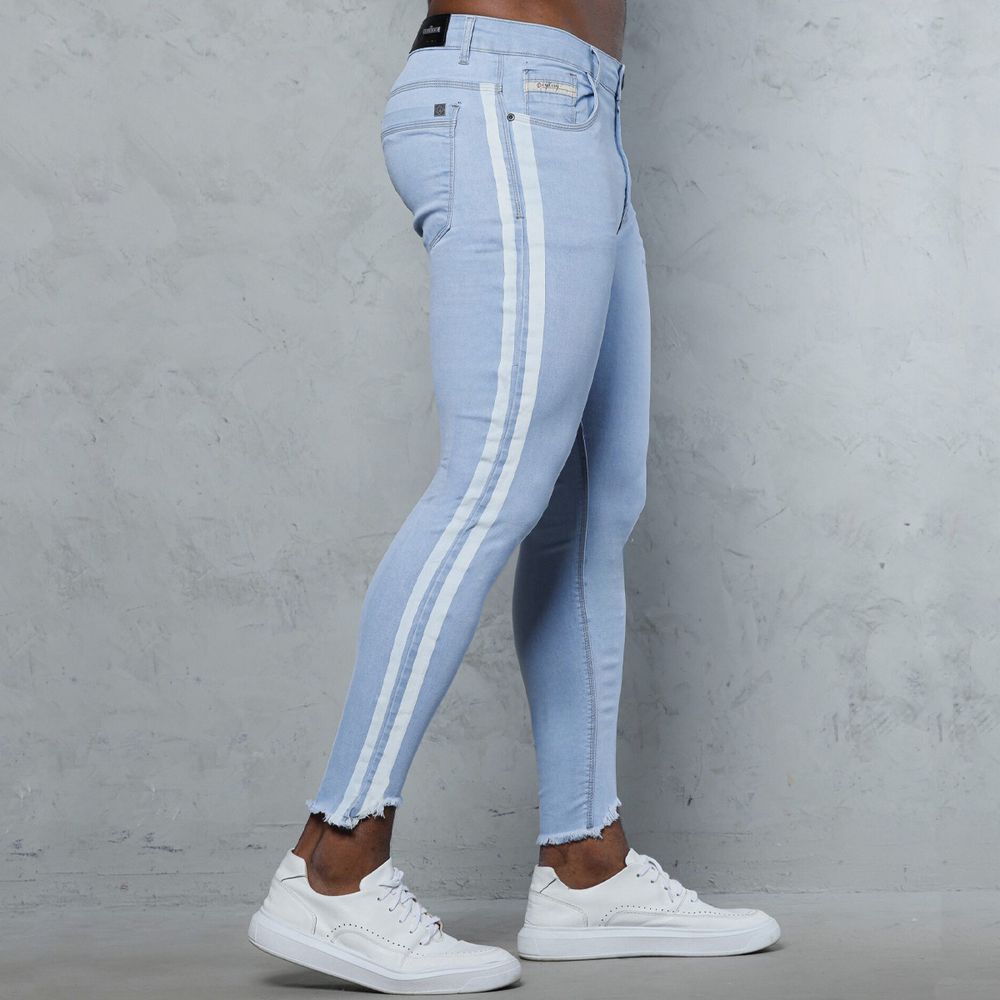 Calça Jeans Azul Clara Skinny Faixa Lateral Codi