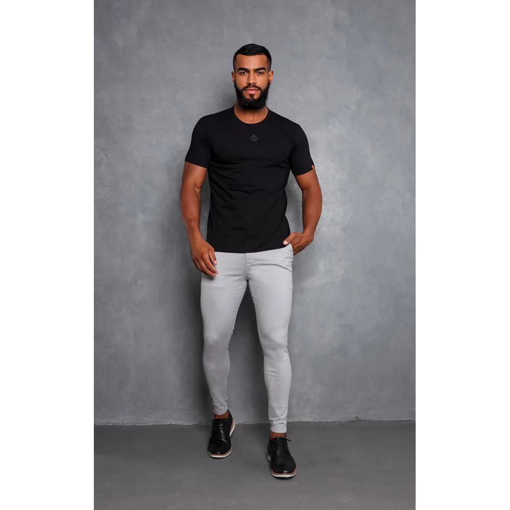 Calça Alfaiataria Skinny Social Cinza Claro Esporte Fino