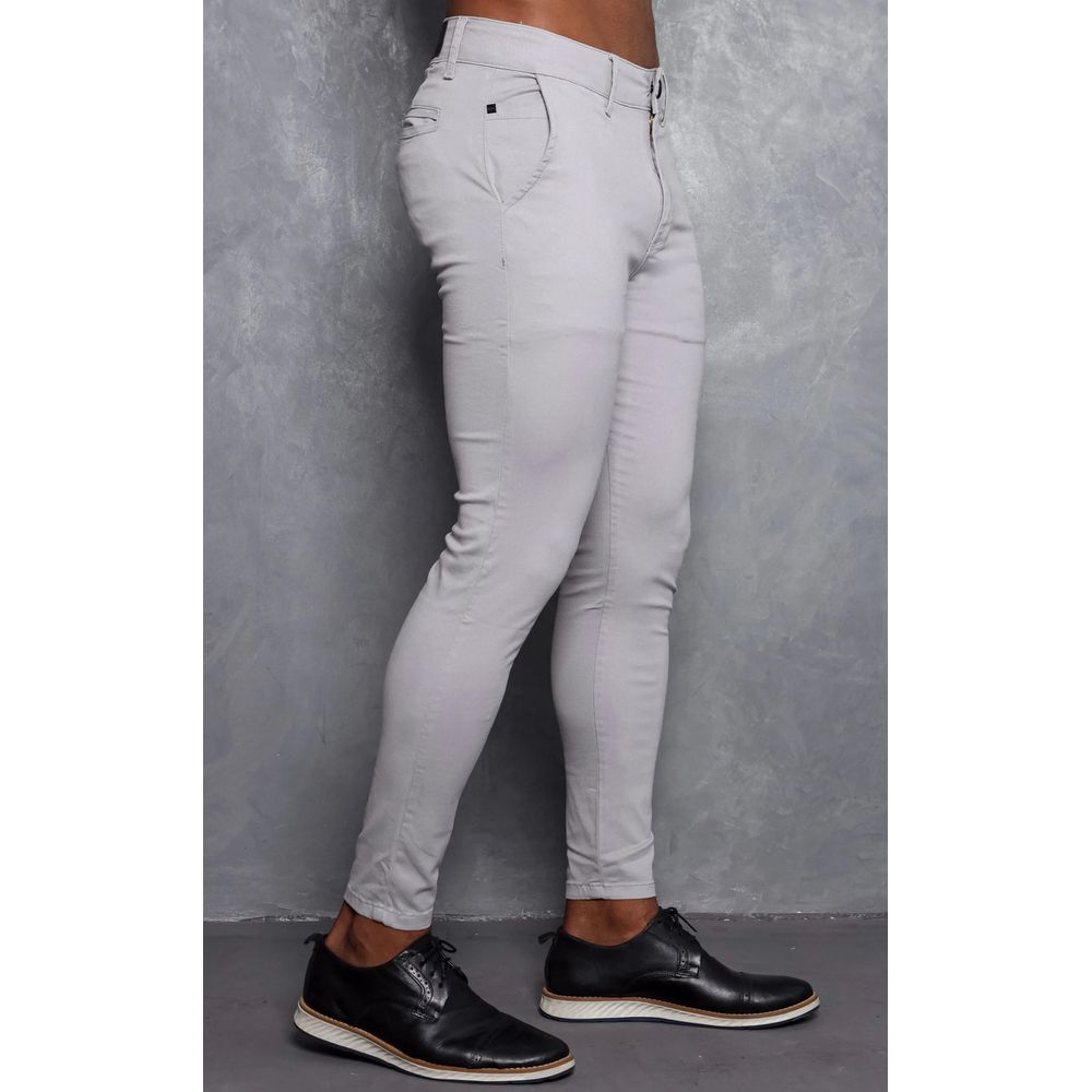 Calça Alfaiataria Skinny Social Cinza Claro Esporte Fino