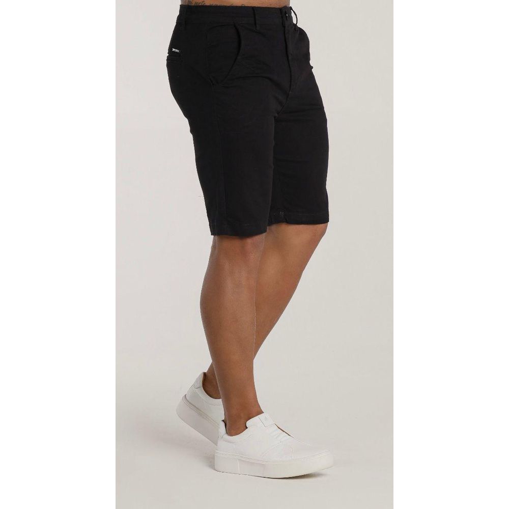 Bermuda Alfaiataria Skinny Preta Casual Premium Masculina