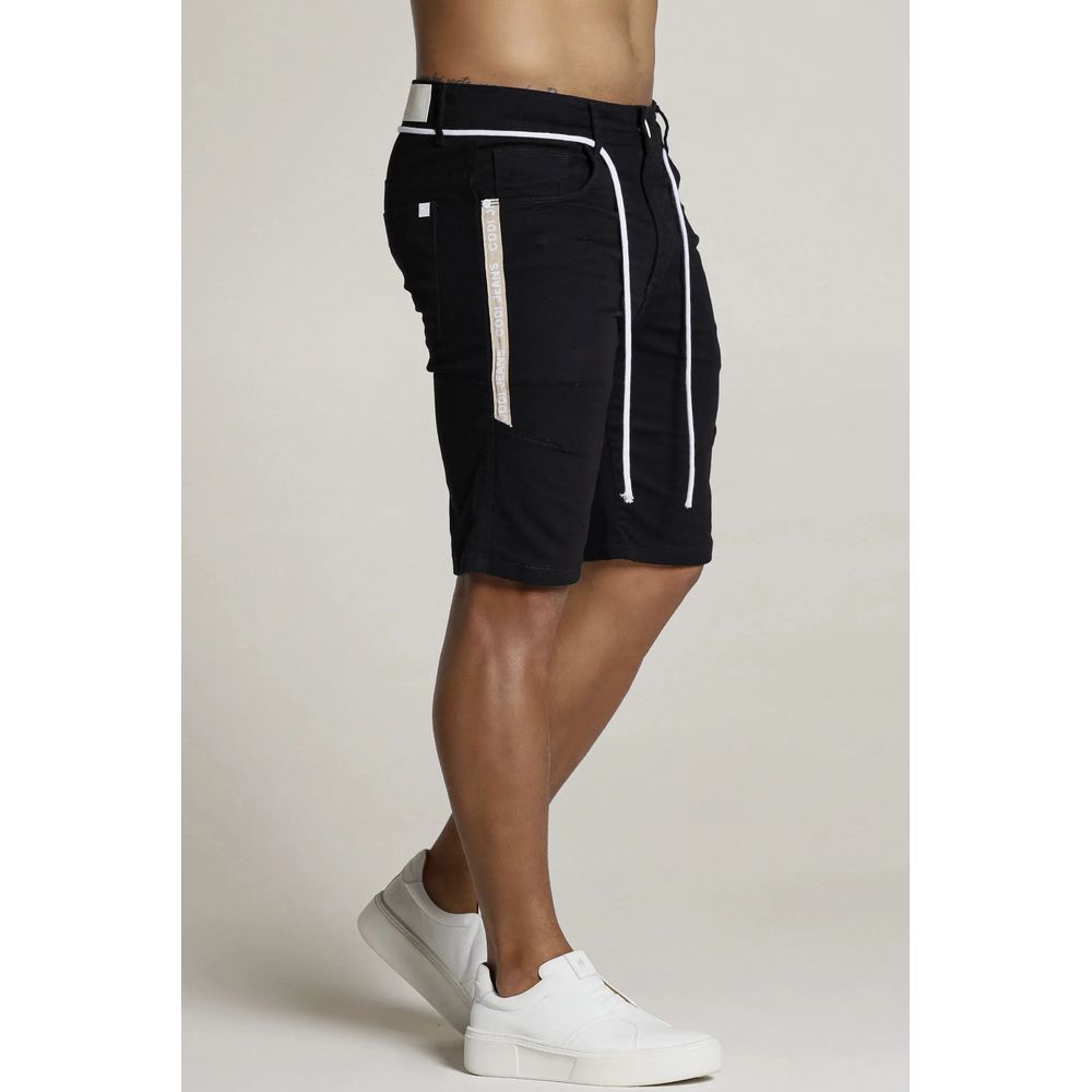 Bermuda Preta Skinny Cordão Fita Lateral Premium C... - CHIEREGATO OUTLET