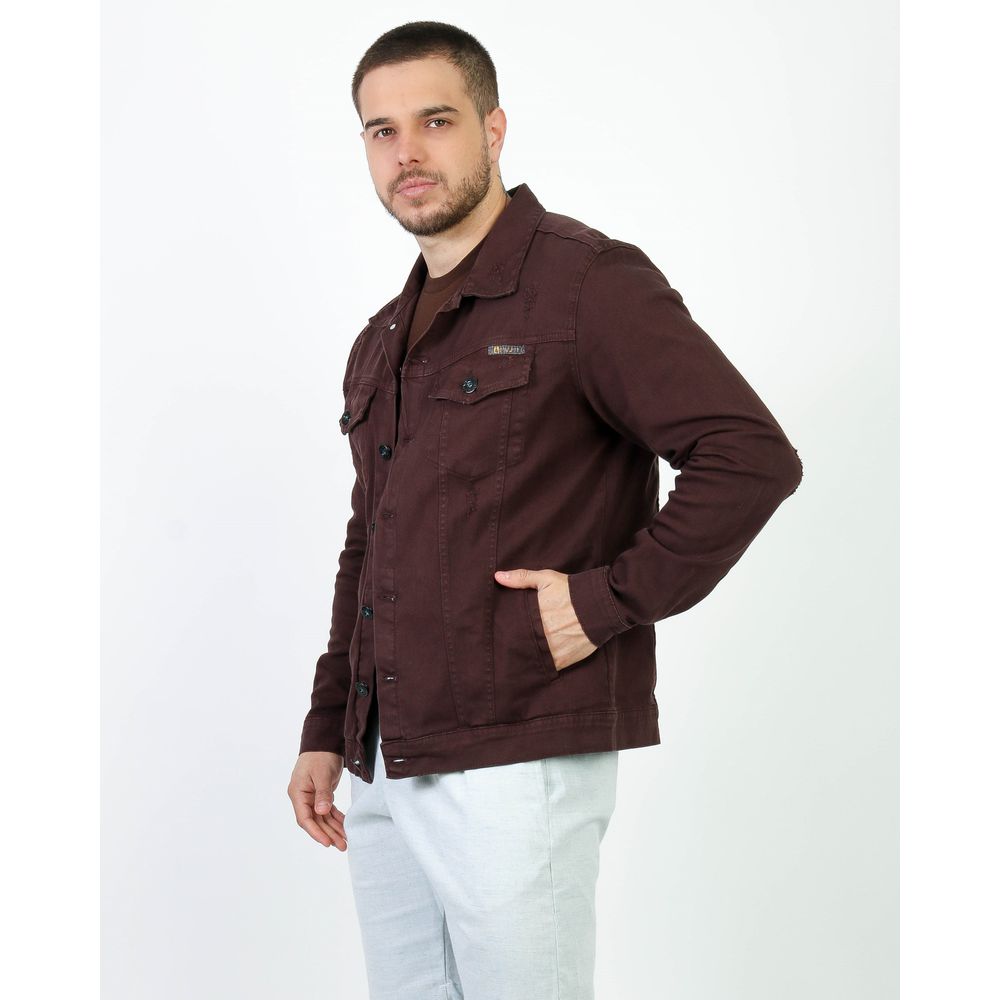 Jaqueta Jeans Marrom Masculina Sarja Com Elastano Premium