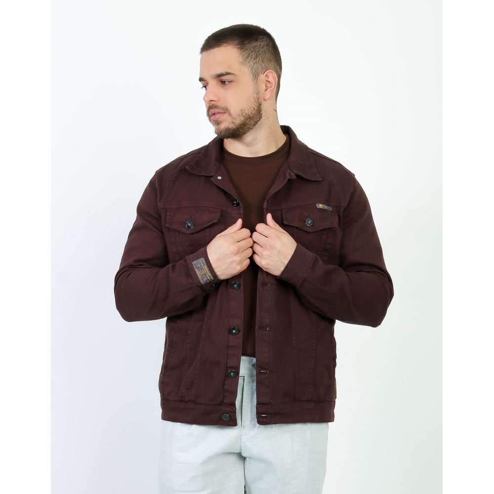 Jaqueta Jeans Marrom Masculina Sarja Com Elastano Premium