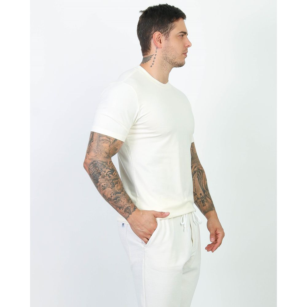 Camiseta Slim Masculina Com Elastano Malha Egipcia Premium Off-White