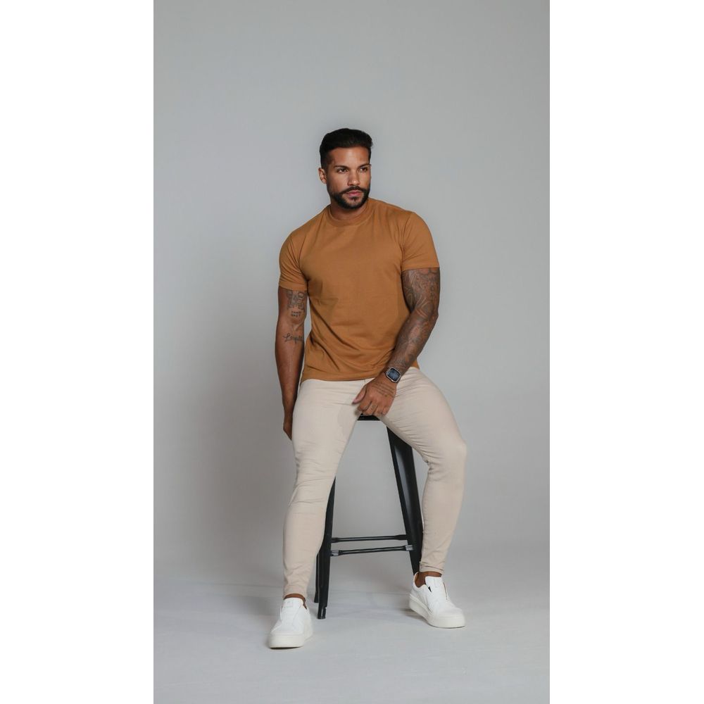 Calça Alfaiataria Bege Areia Skinny Masculina Premium Social Codi