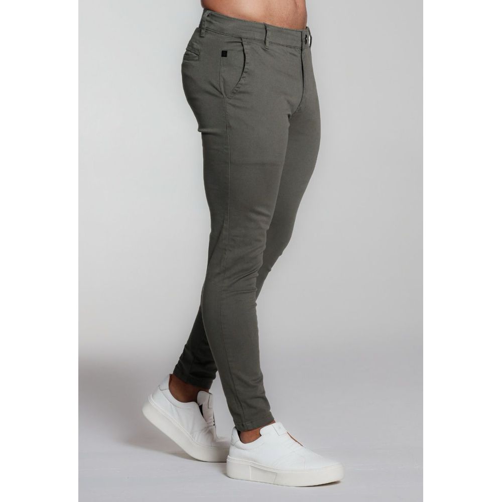 Calça Alfaiataria Sarja Verde Skinny Masculina Com Elastano