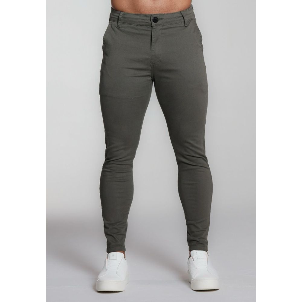 Calça Alfaiataria Sarja Verde Skinny Masculina Com Elastano