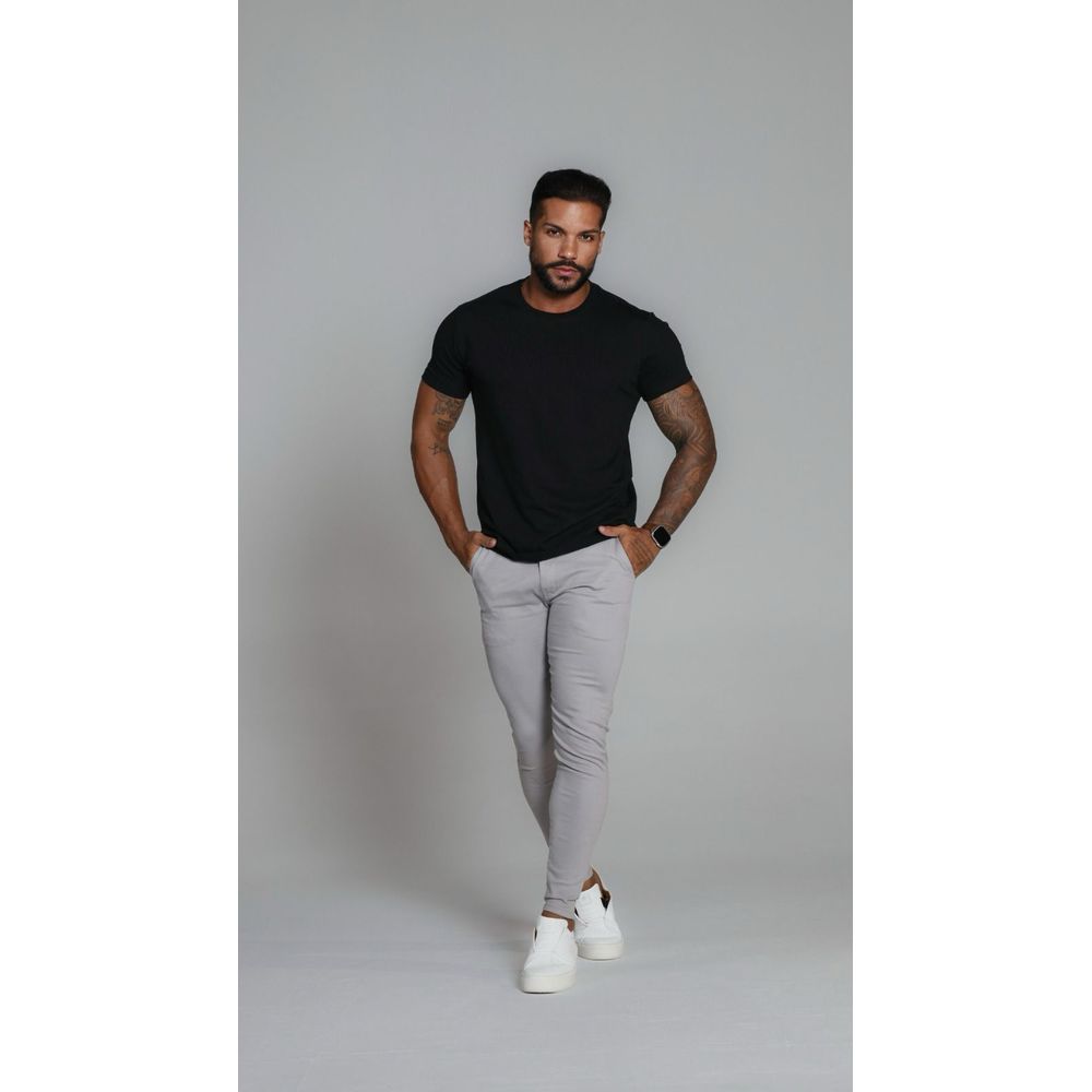 Calça Alfaiataria Skinny Social Cinza Claro Esporte Fino