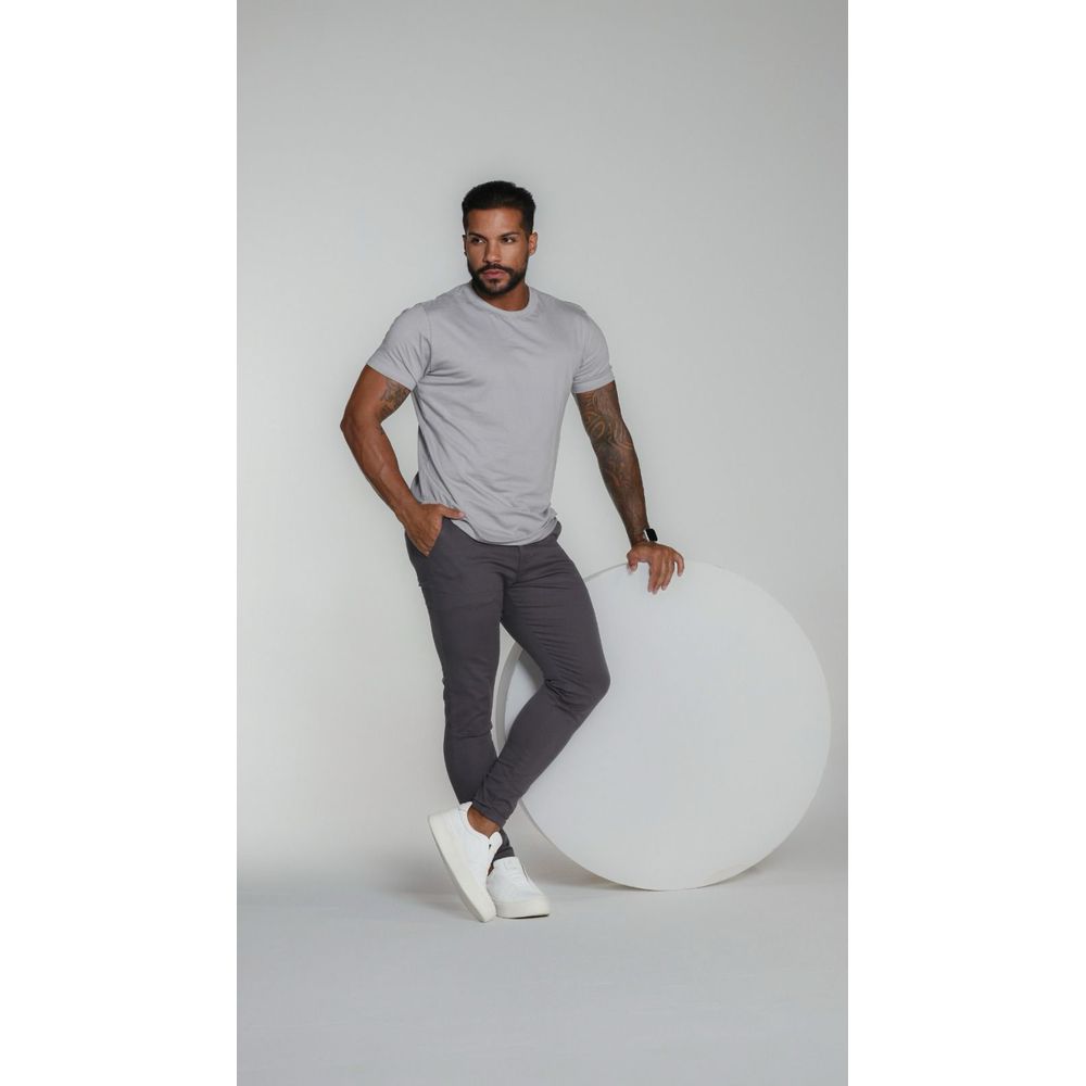 Calça Alfaiataria Jeans Skinny Cinza Escura Premium Masculina