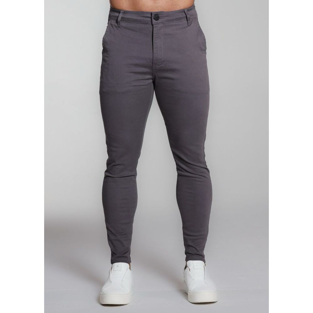 Calça Alfaiataria Jeans Skinny Cinza Escura Premium Masculina