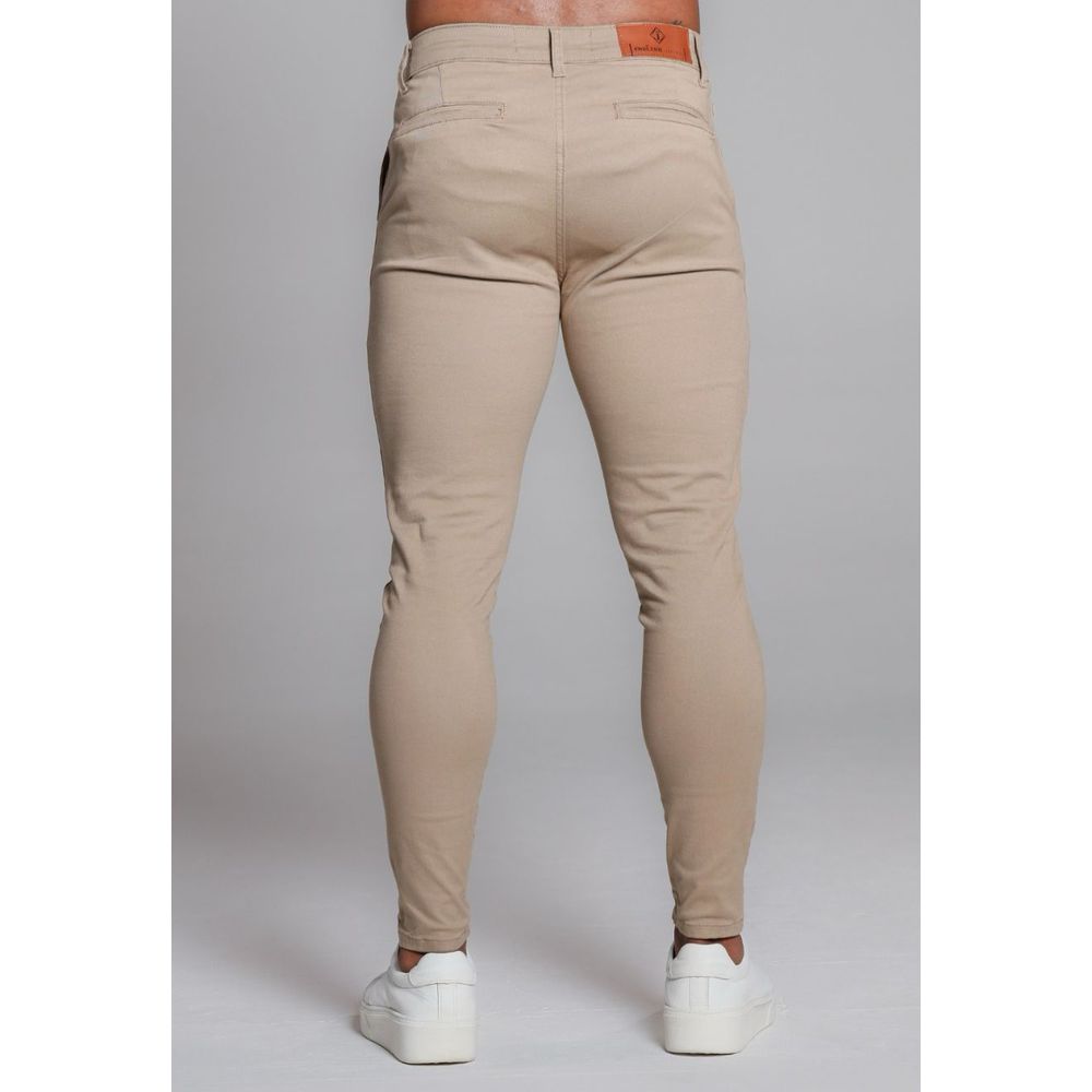 Calça Alfaiataria Sarja Cáqui Skinny Com Elastano Masculina