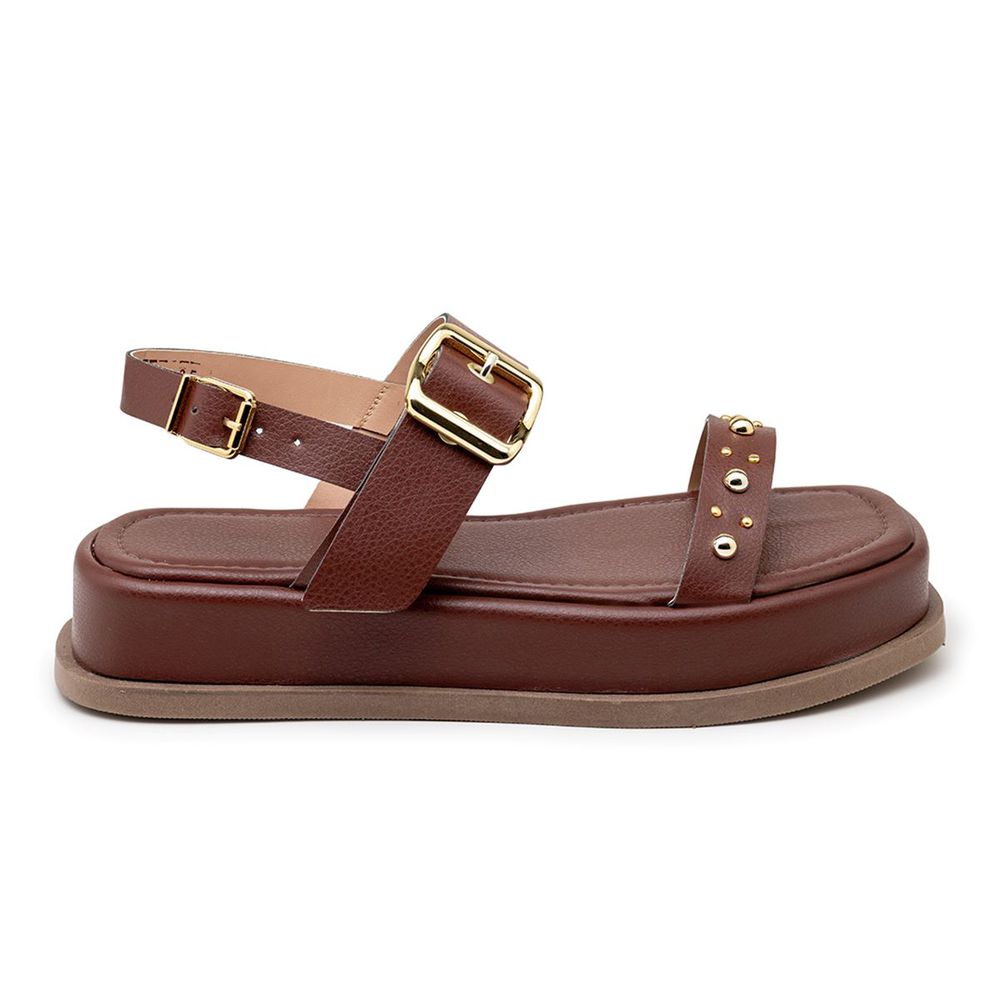 Sandália Flatform Tiras com Fivela Papete Confort