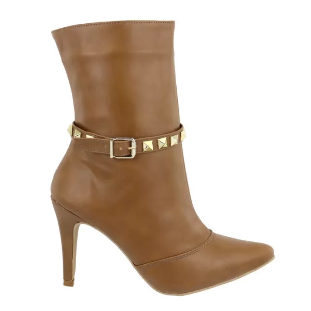 Bota Damers Feminino Cano Médio Salto Fino Marrom 