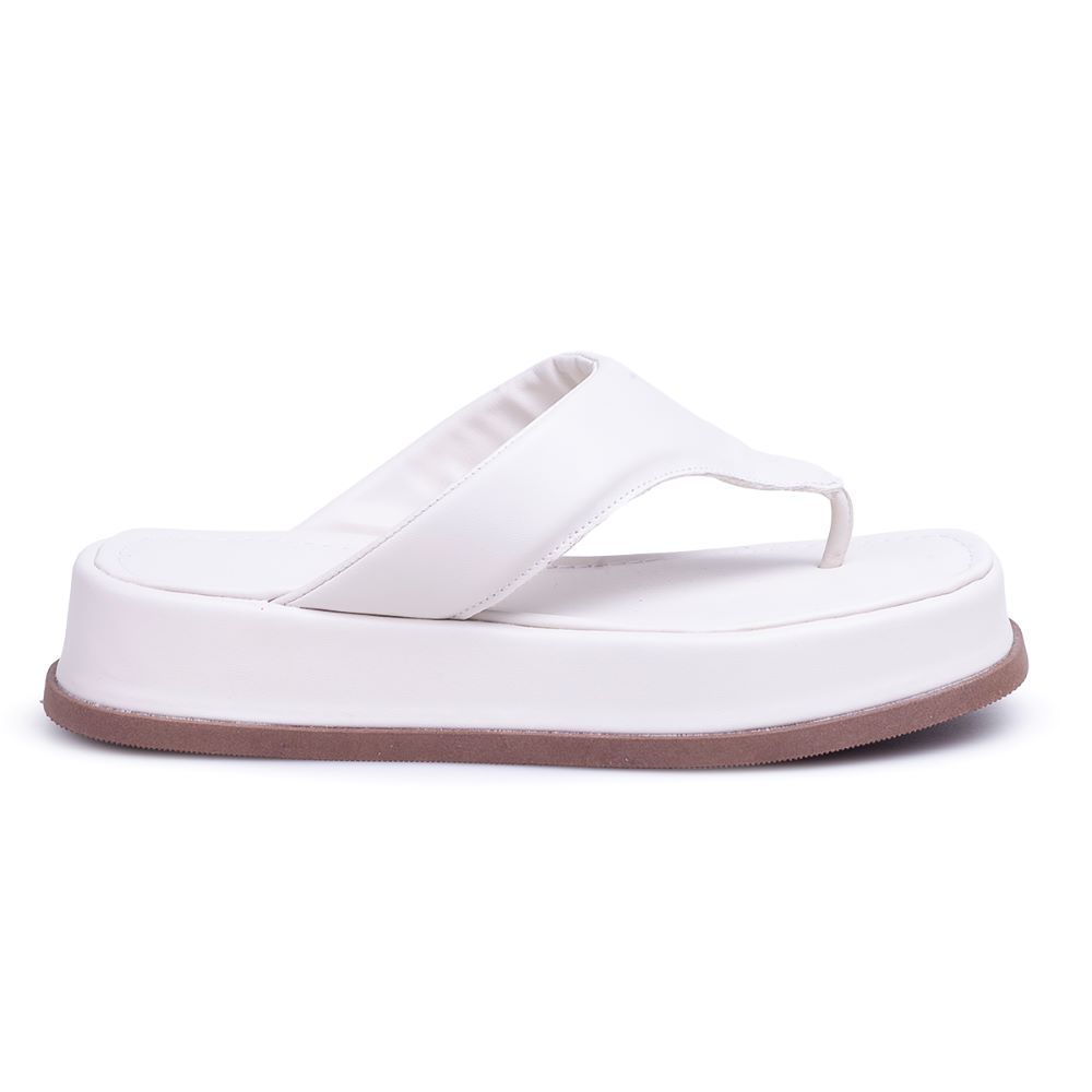 Sandália Damers Feminina Papete Flat Off White