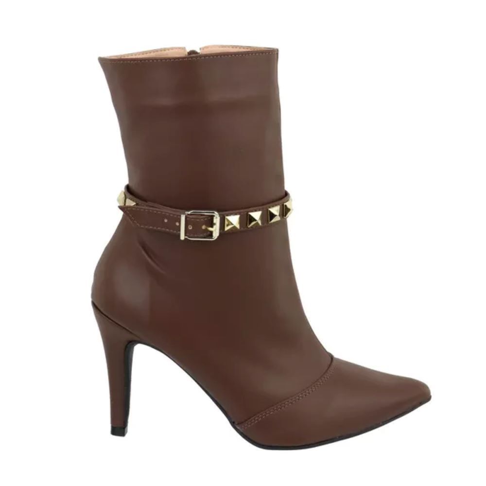 Bota Damers Feminino Cano Médio Salto Fino Cacau