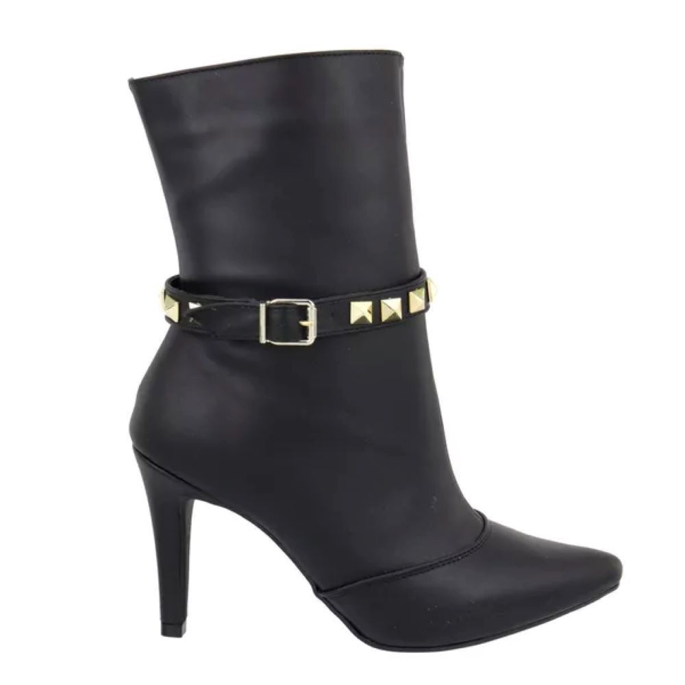 Bota Damers Feminino Cano Médio Salto Fino Preto