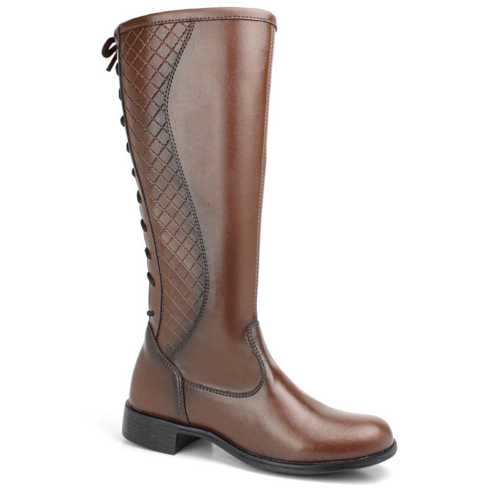 Bota Damers Cano Longo cordas Marrom