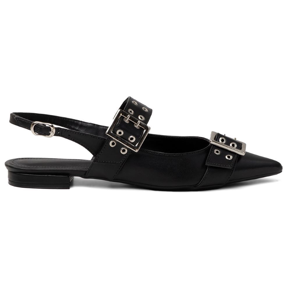 Sapatilha Bico Fino Slingback Damers Preto