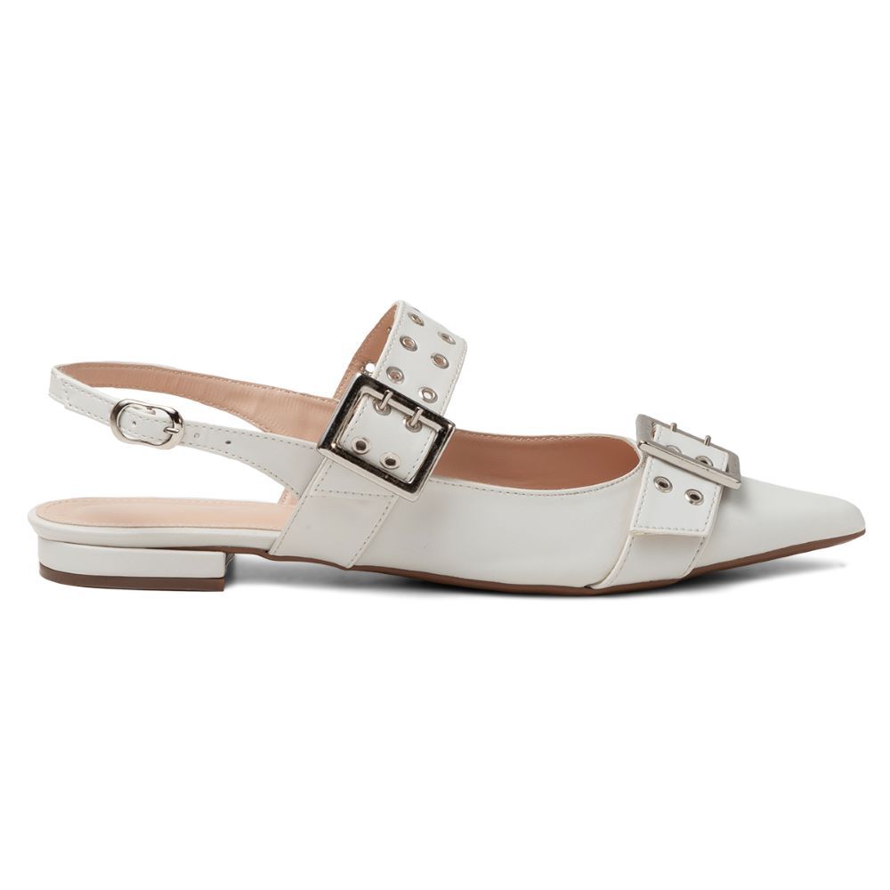 Sapatilha Bico Fino Slingback Damers Branco
