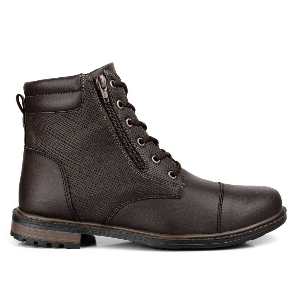 Coturno Damers Masculino Trama Zíper Lateral Marrom