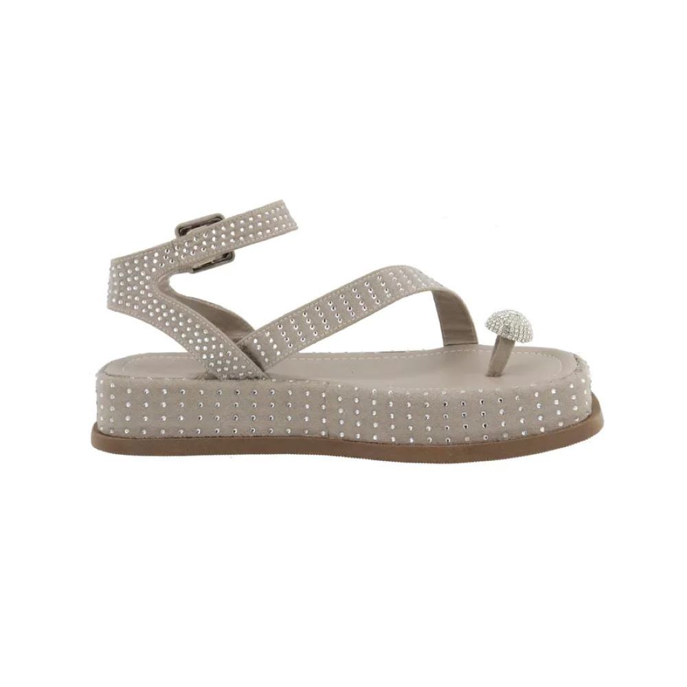 Sandália Damers Feminina Flat Plataforma Strass 